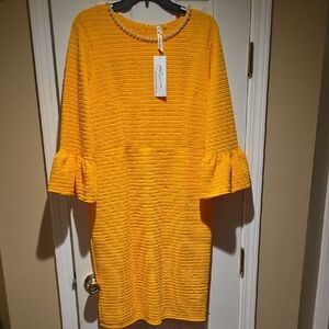 JM Collection Yellow Long Sleeve Dress